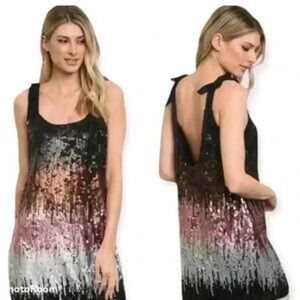 Essue Black and Pink ombré Sequin Dress